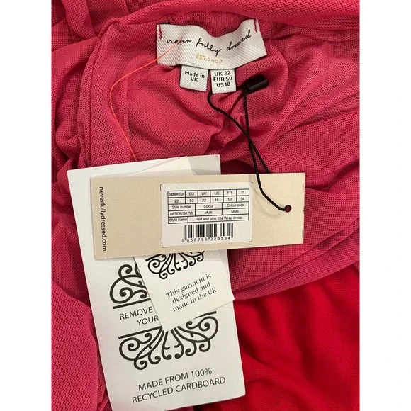 NWT Never Fully Dressed Ella Wrap Dress Pink Red One Shoulder US 18 - Picture 4 of 8